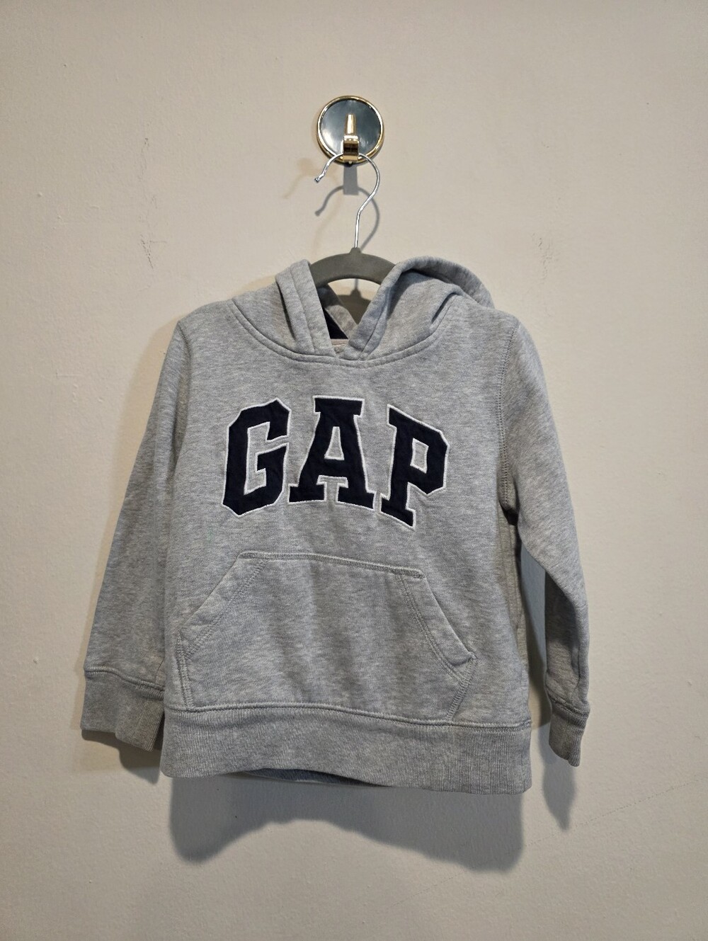 GAP Kids Light Gray Hoodie with Navy Logo